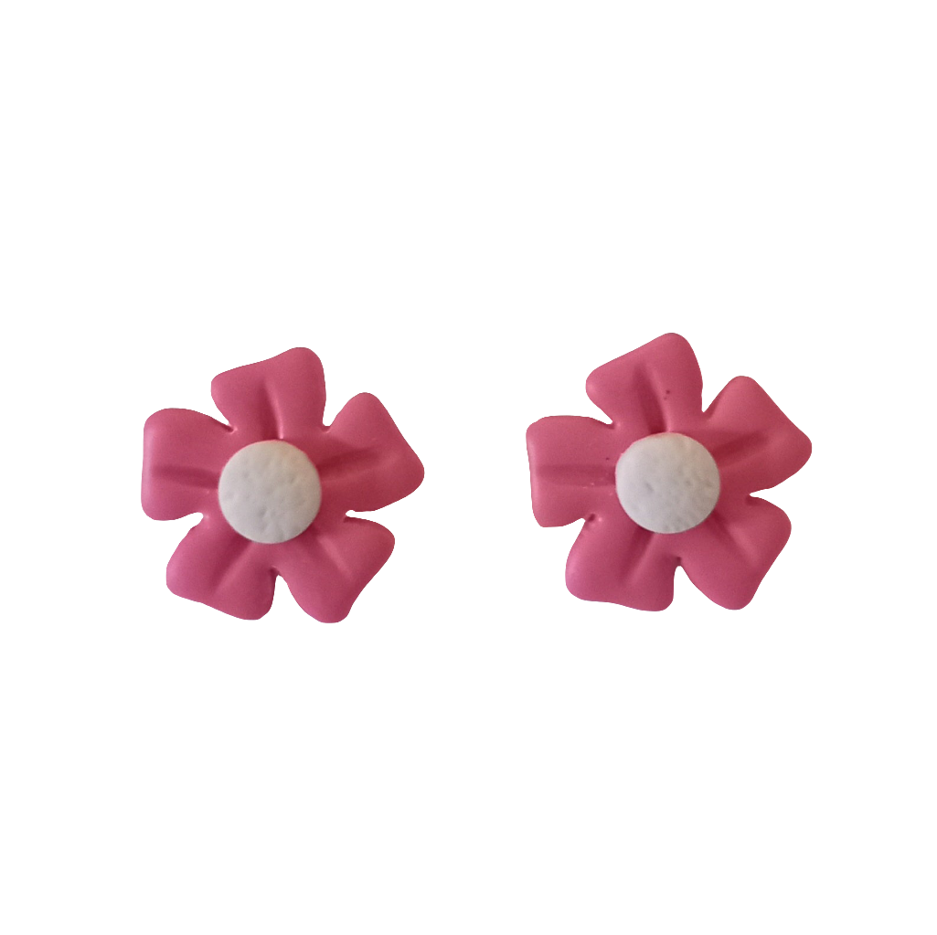 Polymer Clay Pink Flower Earrings