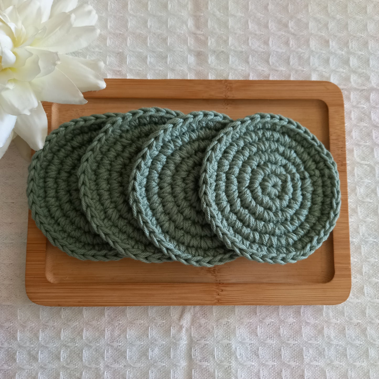 Pure Cotton Coaster Set - Classic Handmade Protection (Set of 4)