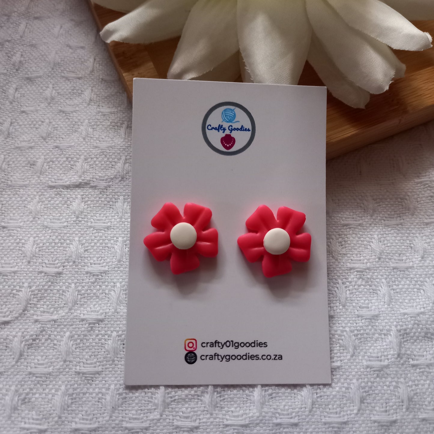 Polymer Clay Pink Flower Earrings