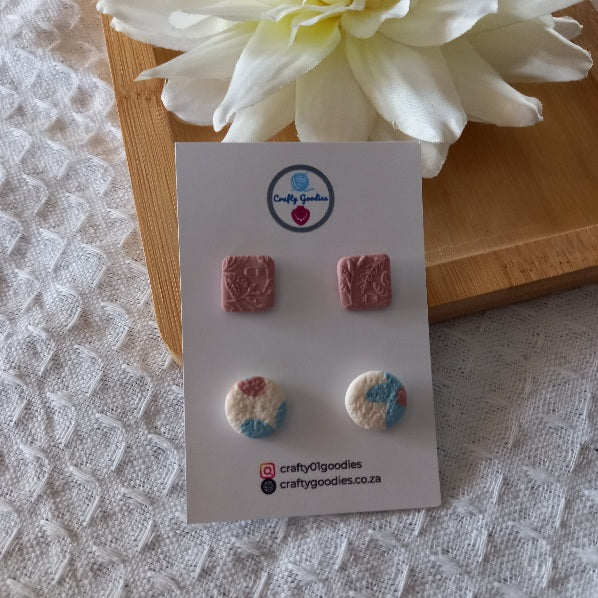 Polymer Clay Stud Earrings 2 Pack