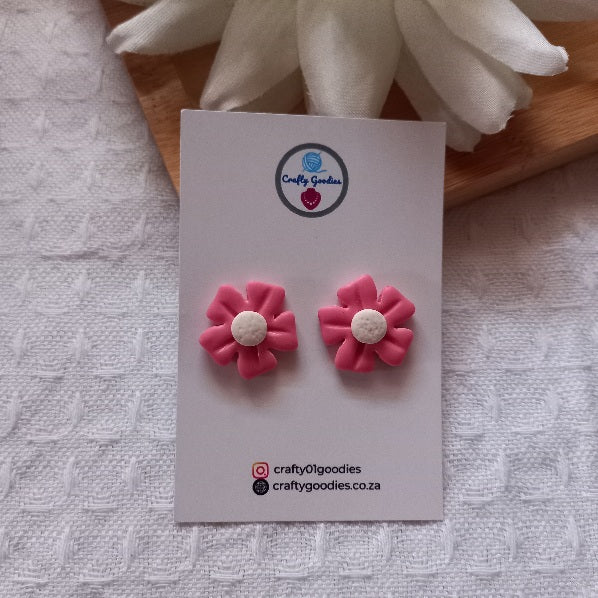 Polymer Clay Pink Flower Earrings