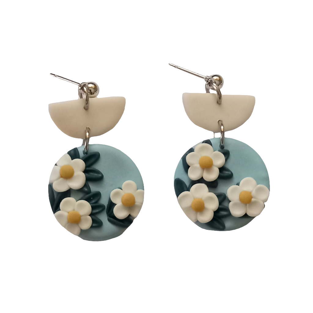 Polymer Clay Flower Dangle Earrings