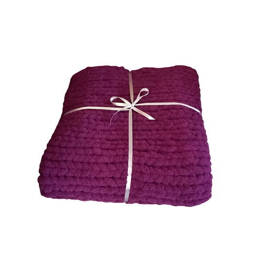 Chunky Hand-Knit Throw Blanket - Luxury Soft Blanket (129cm x 105cm)