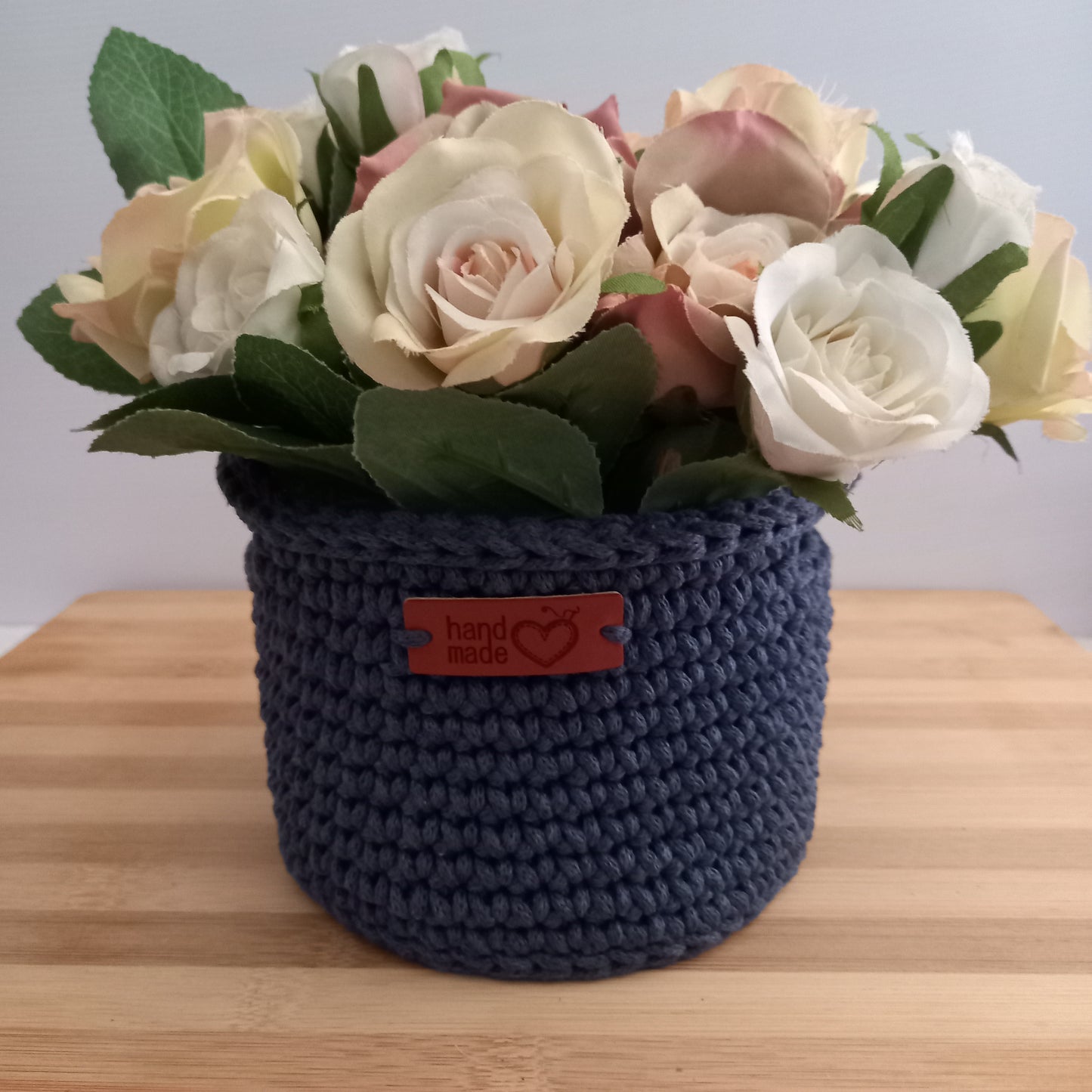 Small Eco Storage Basket - Handmade from Recycled Materials with Handles