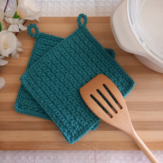 Heat-Resistant Cotton Pot Holders - Handmade Kitchen Safety (Set of 2)
