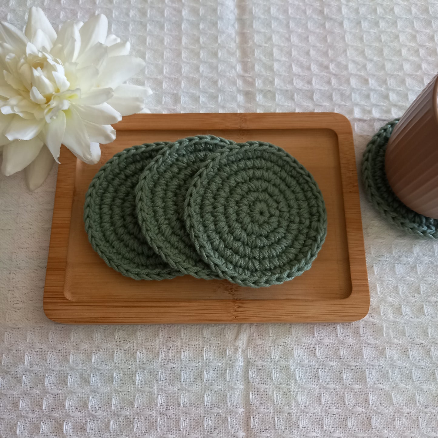 Pure Cotton Coaster Set - Classic Handmade Protection (Set of 4)