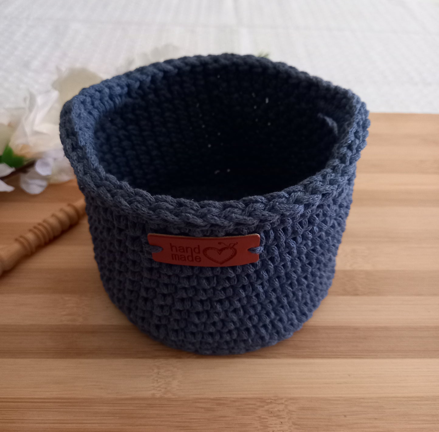 Small Eco Storage Basket - Handmade from Recycled Materials with Handles